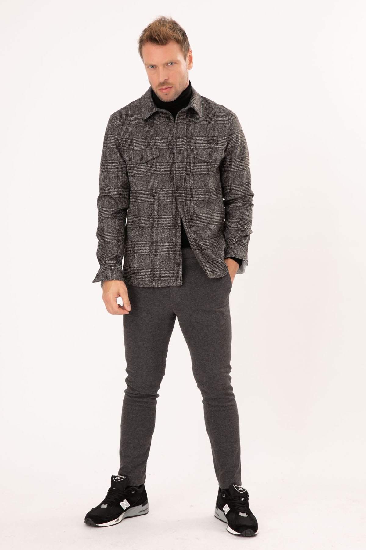 Fradi Homer Ekose Desenli Yün Gömlek Ceket-Libas Trendy Fashion Store