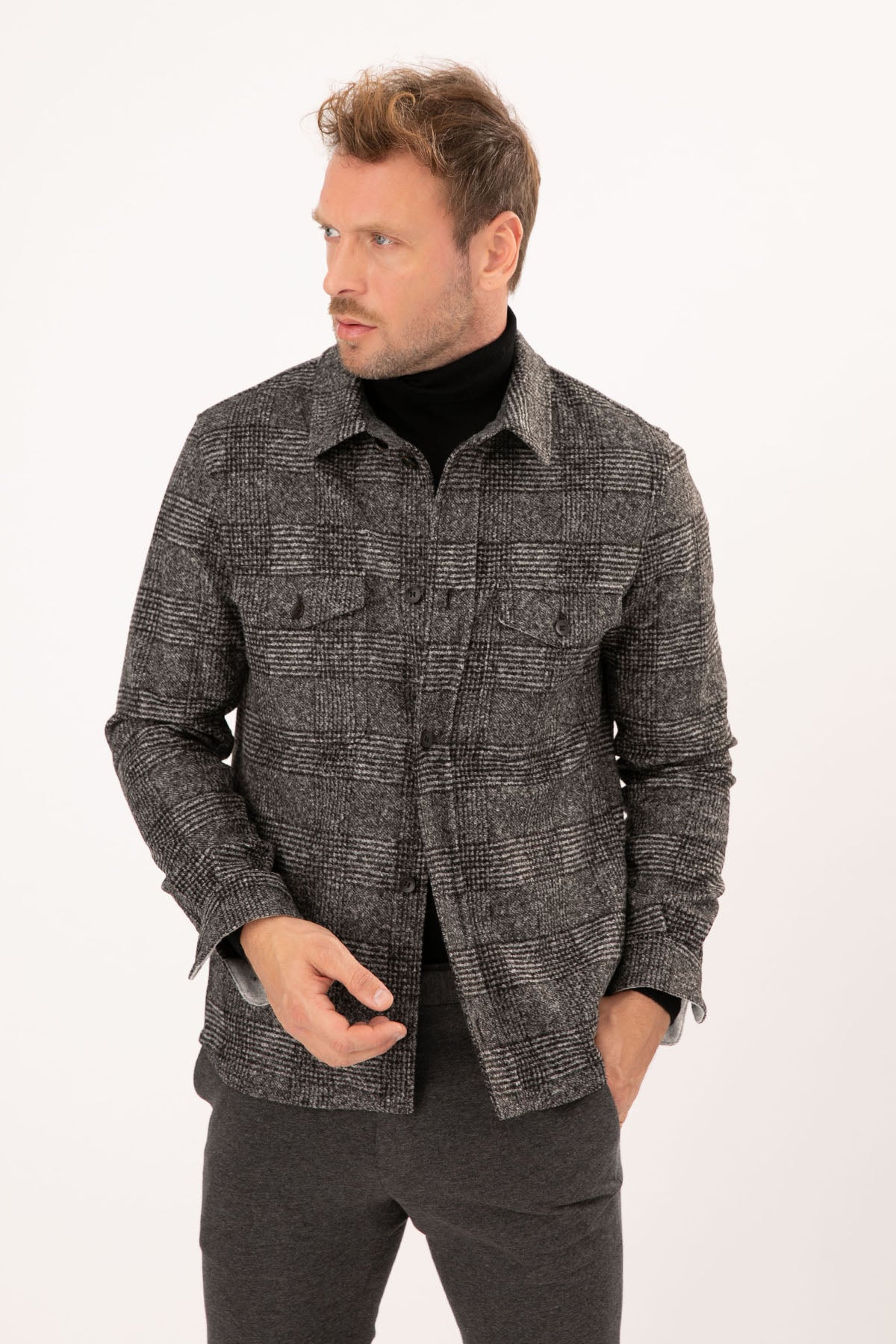 Fradi Homer Ekose Desenli Yün Gömlek Ceket-Libas Trendy Fashion Store