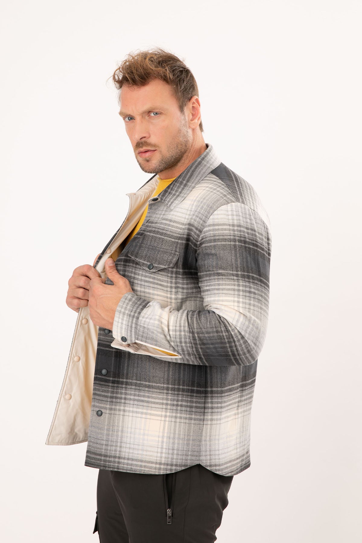 Fradi Hugh Çift Taraflı Ekose Desenli Gömlek Ceket-Libas Trendy Fashion Store