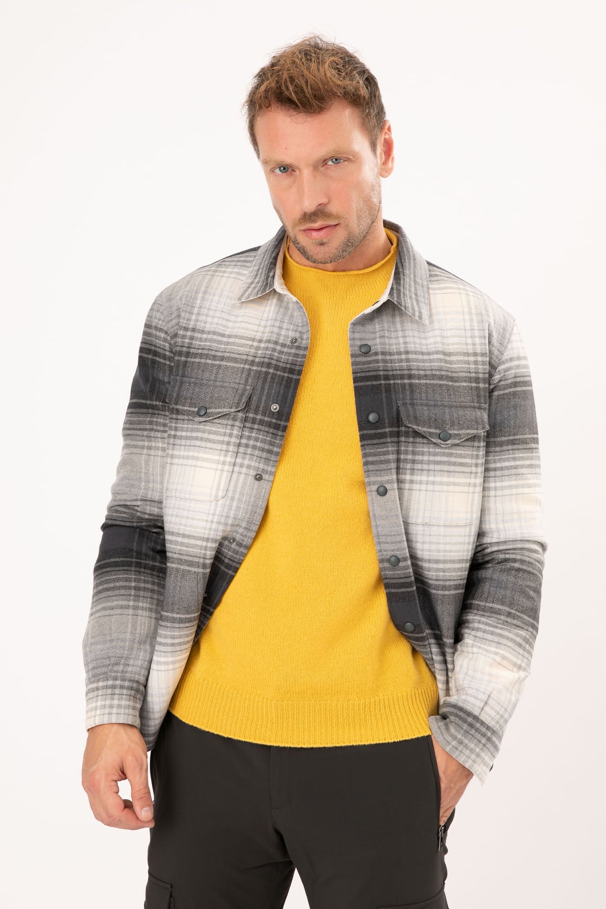 Fradi Hugh Çift Taraflı Ekose Desenli Gömlek Ceket-Libas Trendy Fashion Store