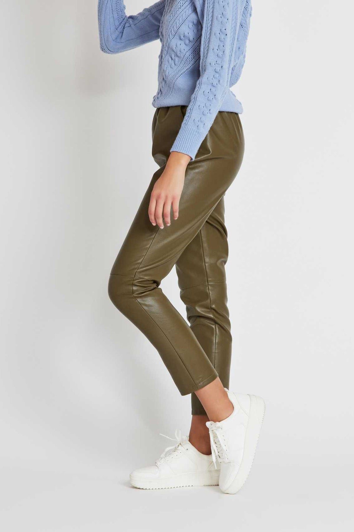 Rene Derhy Beli Lastikli Deri Pantolon-Libas Trendy Fashion Store