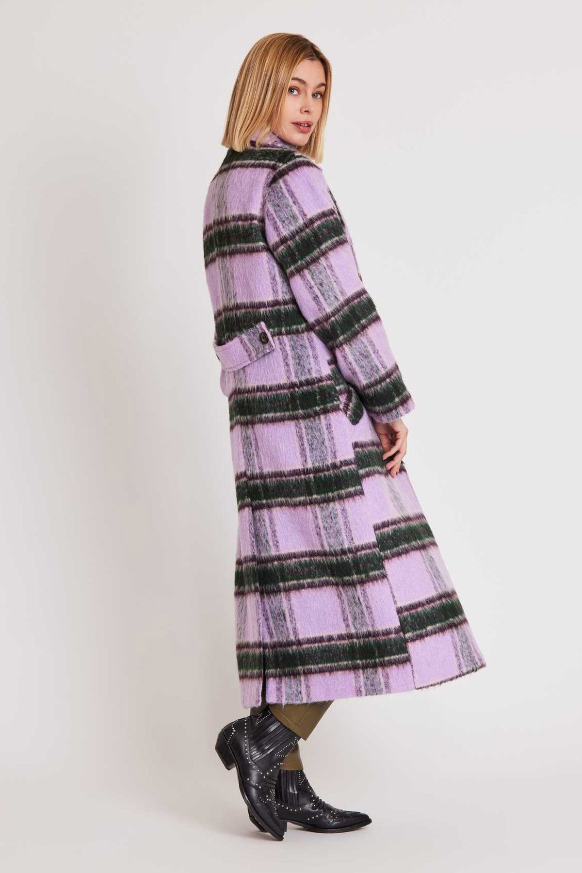 Rene Derhy Ekoseli Kruvaze Palto-Libas Trendy Fashion Store