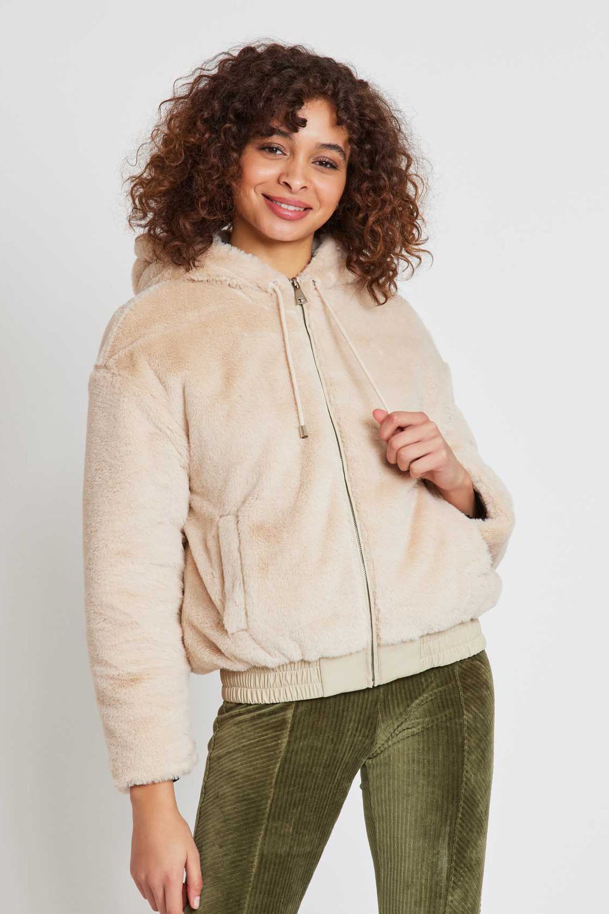 Rene Derhy Kapüşonlu Peluş Mont-Libas Trendy Fashion Store