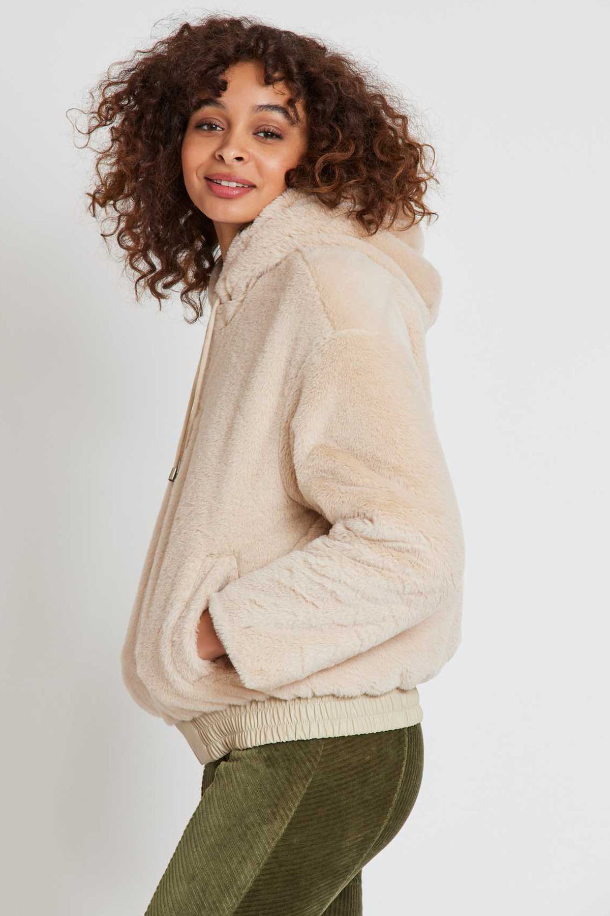 Rene Derhy Kapüşonlu Peluş Mont-Libas Trendy Fashion Store