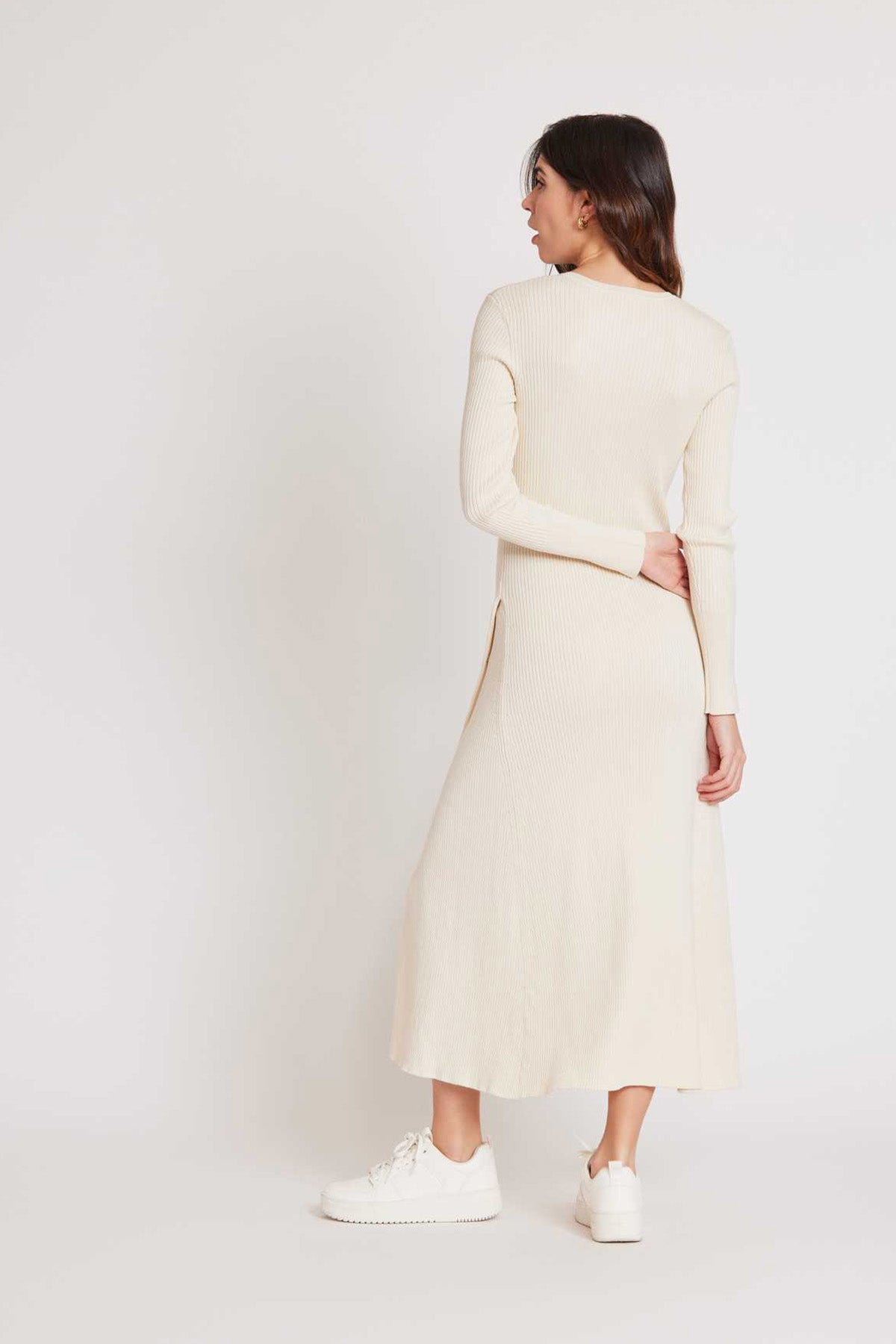 Rene Derhy V Yaka Maxi Triko Elbise-Libas Trendy Fashion Store