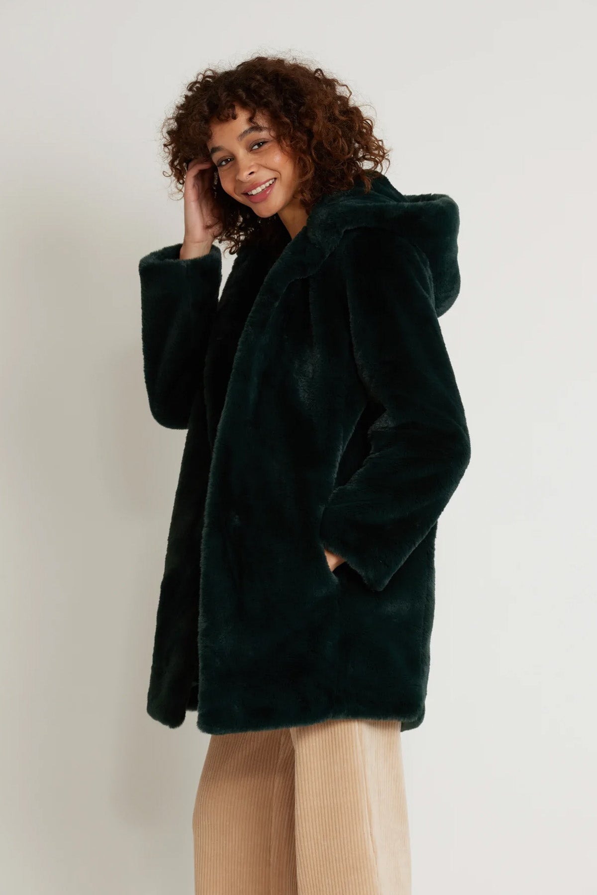 Rene Derhy Kapüşonlu Peluş Mont-Libas Trendy Fashion Store