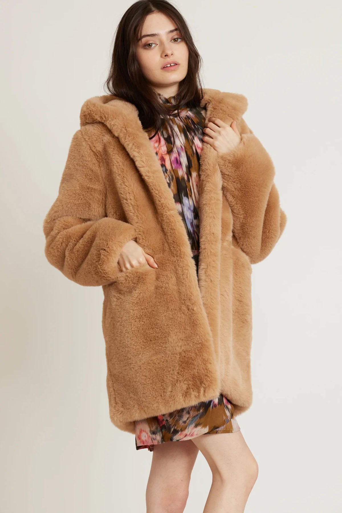 Rene Derhy Kapüşonlu Peluş Mont-Libas Trendy Fashion Store