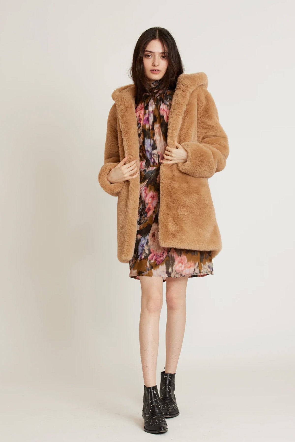 Rene Derhy Kapüşonlu Peluş Mont-Libas Trendy Fashion Store