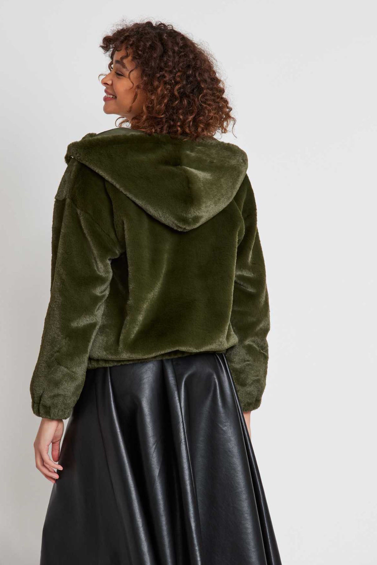 Rene Derhy Kapüşonlu Peluş Mont-Libas Trendy Fashion Store