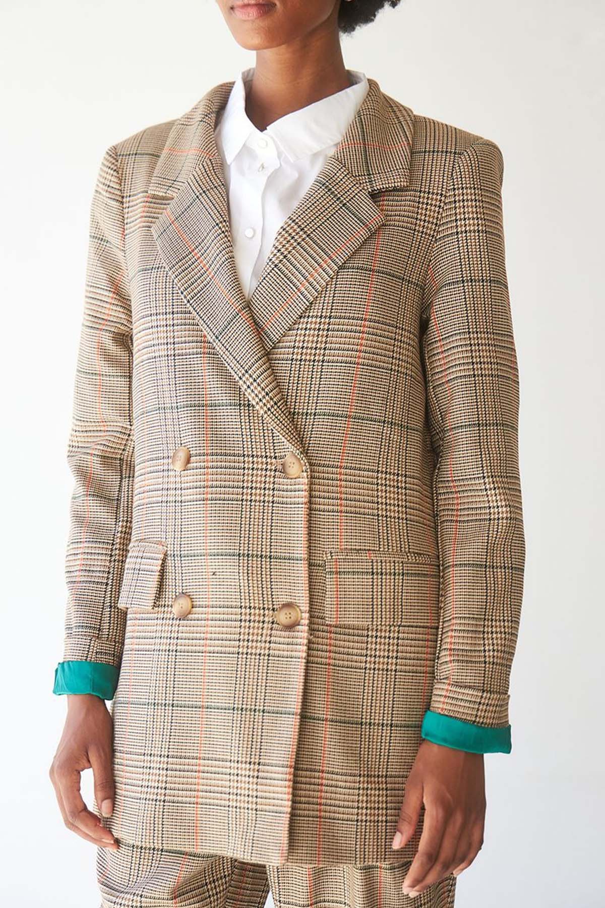 Bsb Ekoseli Kruvaze Takım Elbise-Libas Trendy Fashion Store