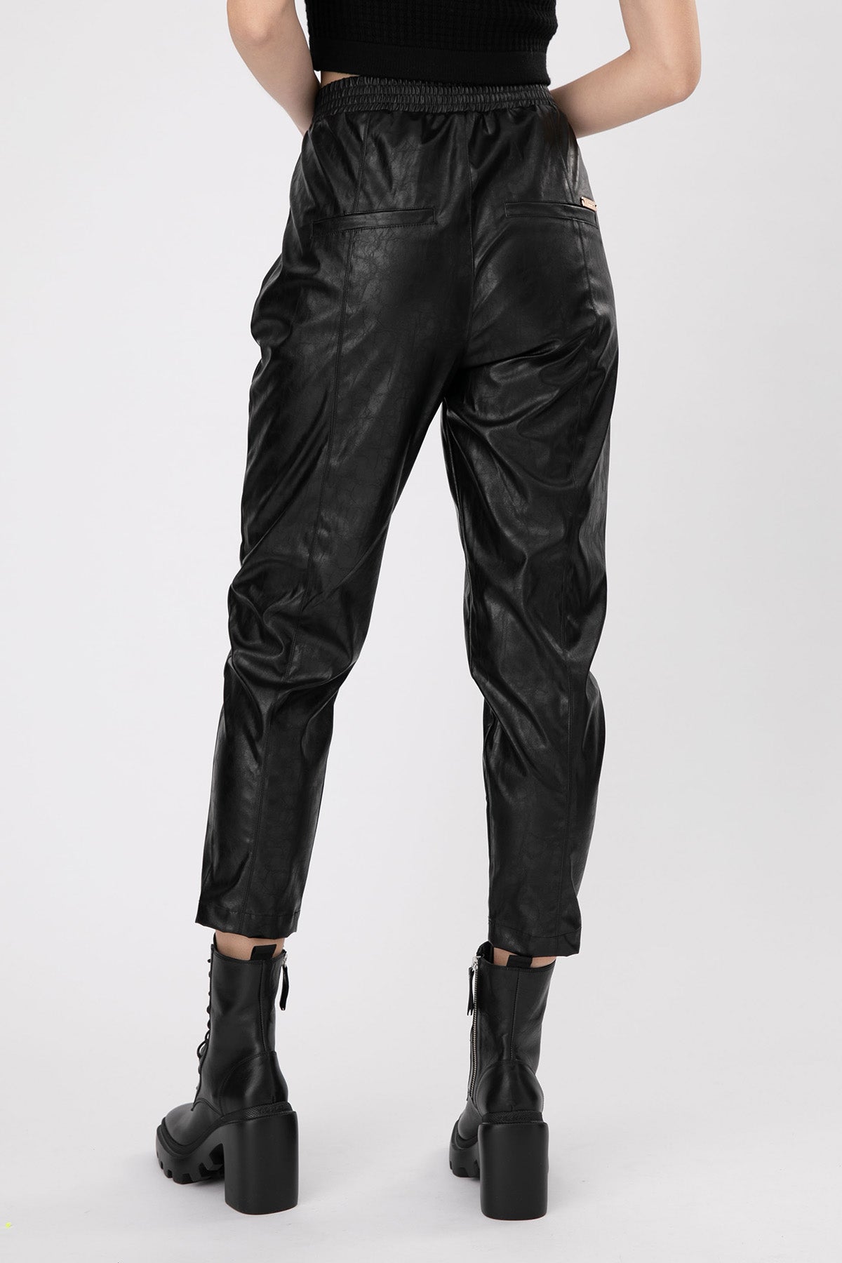 Lynne Beli Lastikli Deri Pantolon-Libas Trendy Fashion Store