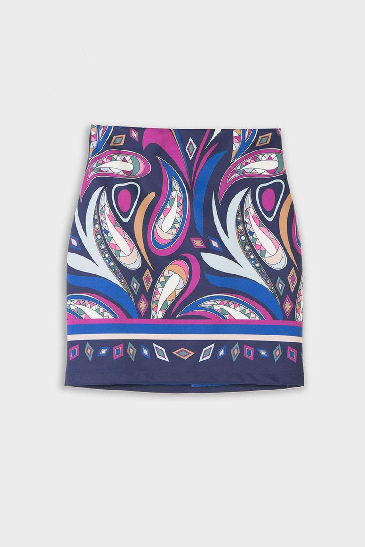 Bsb Şal Desenli Streç Mini Etek-Libas Trendy Fashion Store