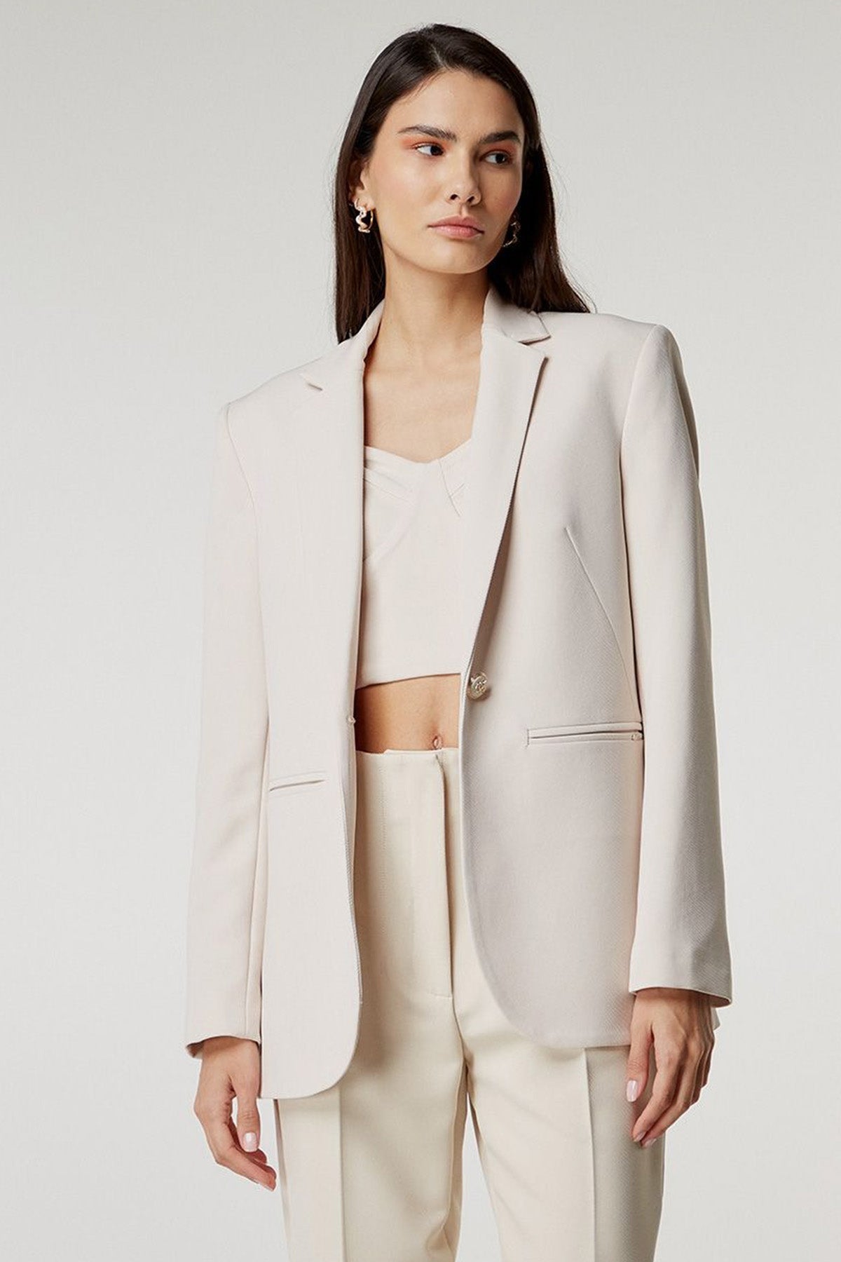 Bsb Tek Düğmeli Blazer Ceket-Libas Trendy Fashion Store