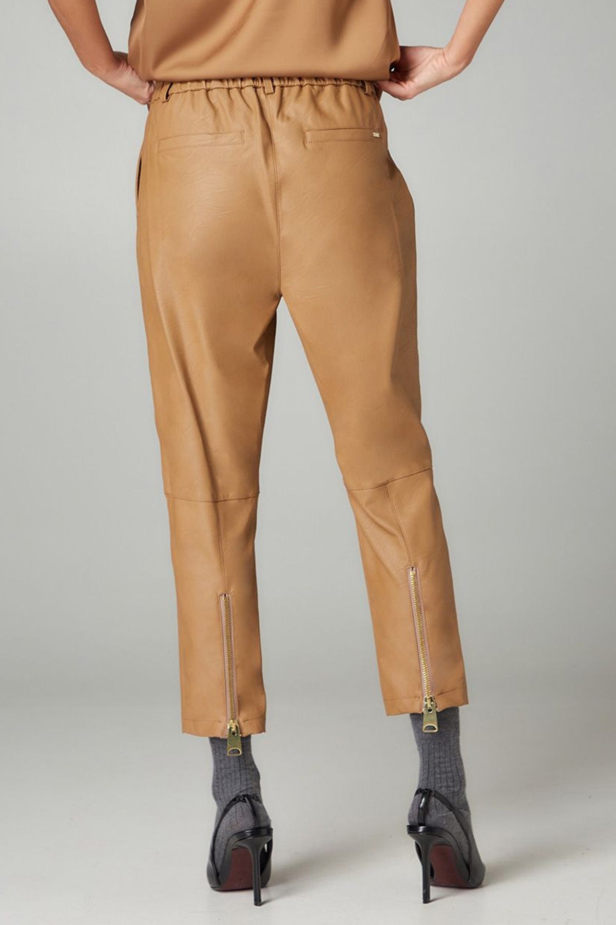 Bsb Beli Lastikli Çift Pile Deri Pantolon-Libas Trendy Fashion Store