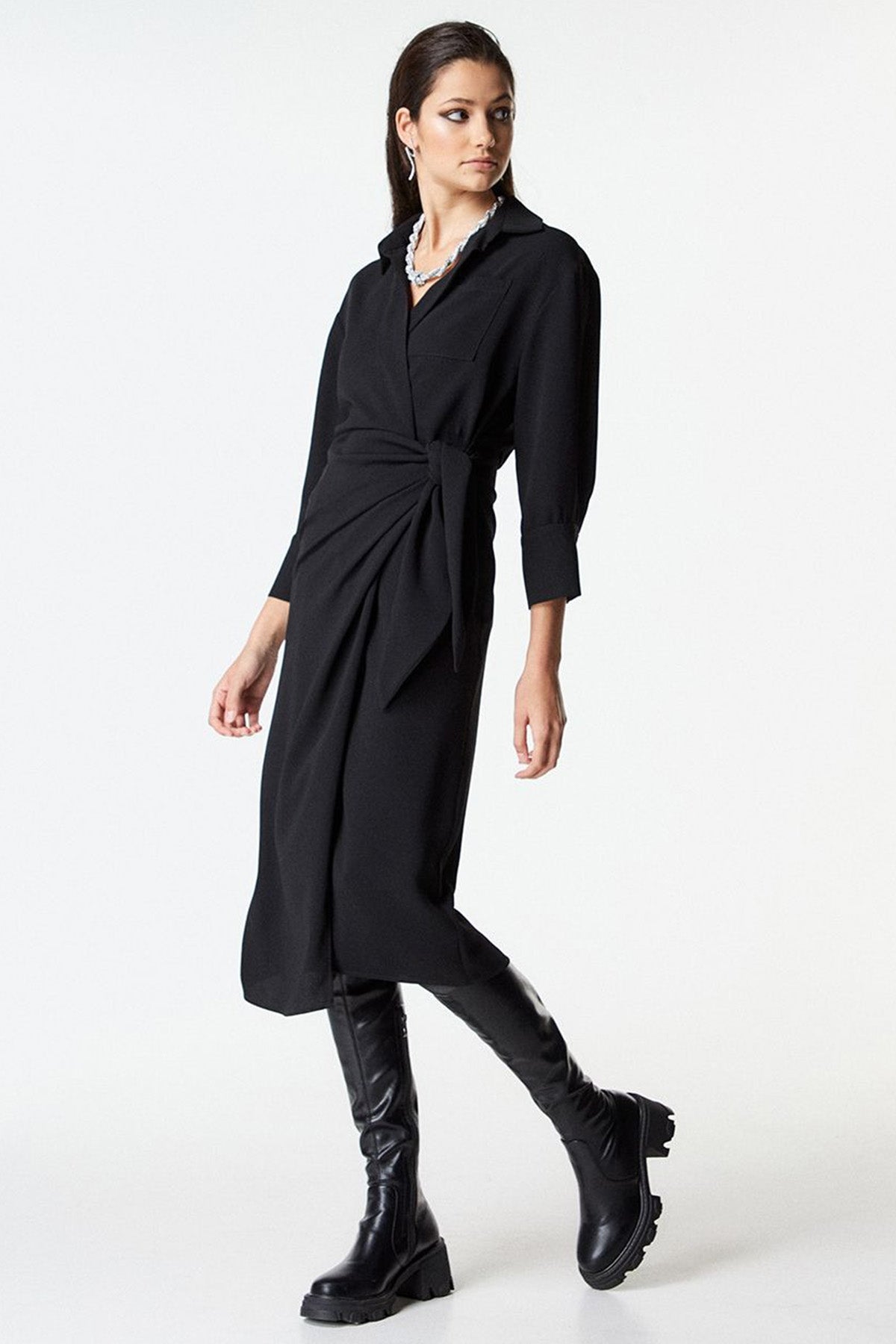 Bsb Kruvaze Midi Elbise-Libas Trendy Fashion Store