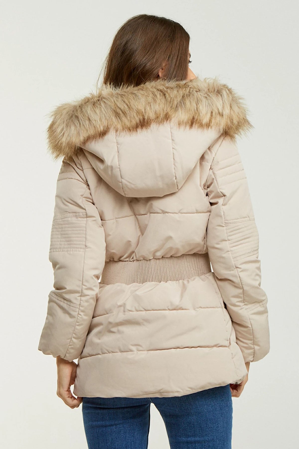 Lynne Kürklü Kapüşonlu Puffer Mont-Libas Trendy Fashion Store