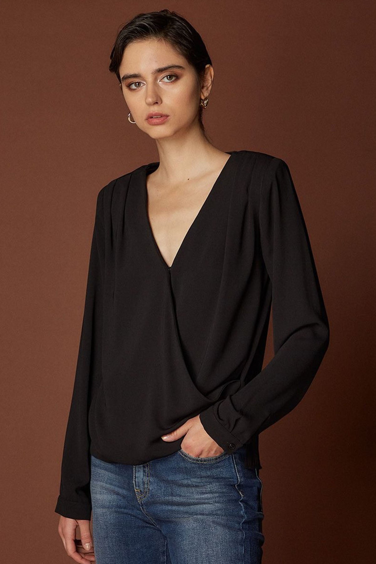 Bsb V Yaka Vatkalı Bluz-Libas Trendy Fashion Store