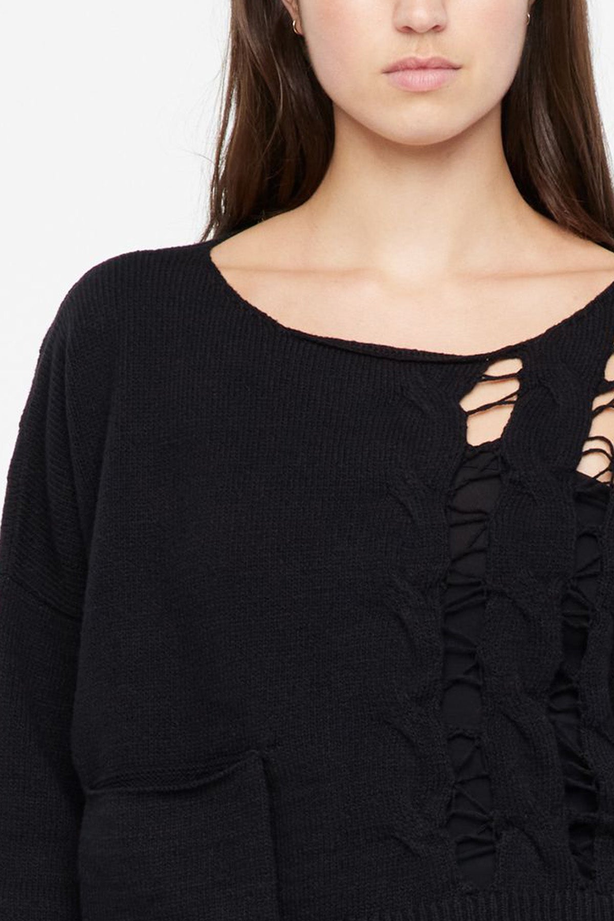 Sarah Pacini Yırtık Detaylı Yuvarlak Yaka Triko-Libas Trendy Fashion Store