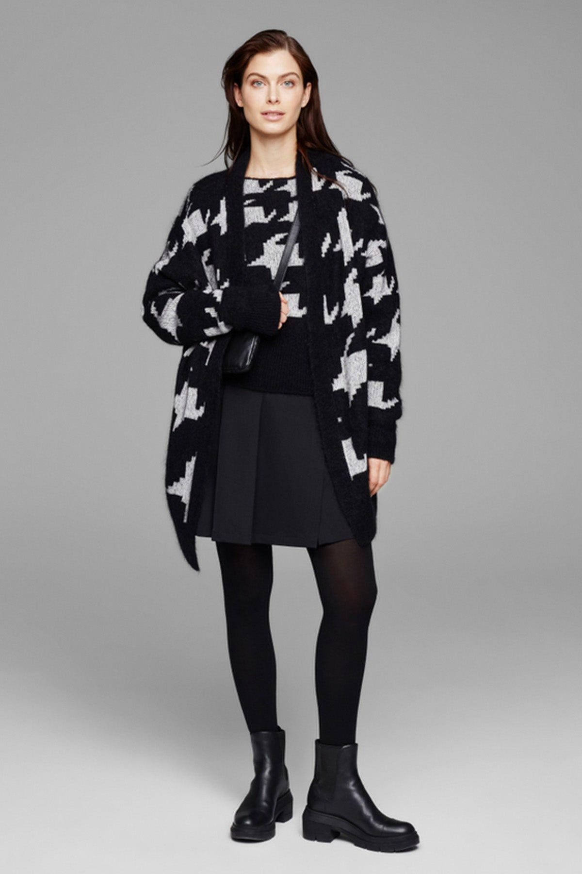 Sarah Pacini Kaz Ayağı Desenli Triko-Libas Trendy Fashion Store