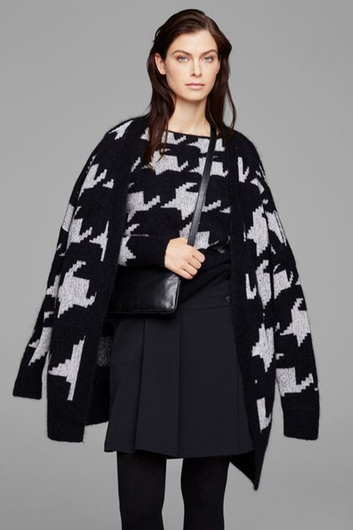 Sarah Pacini Kaz Ayağı Desenli Triko-Libas Trendy Fashion Store