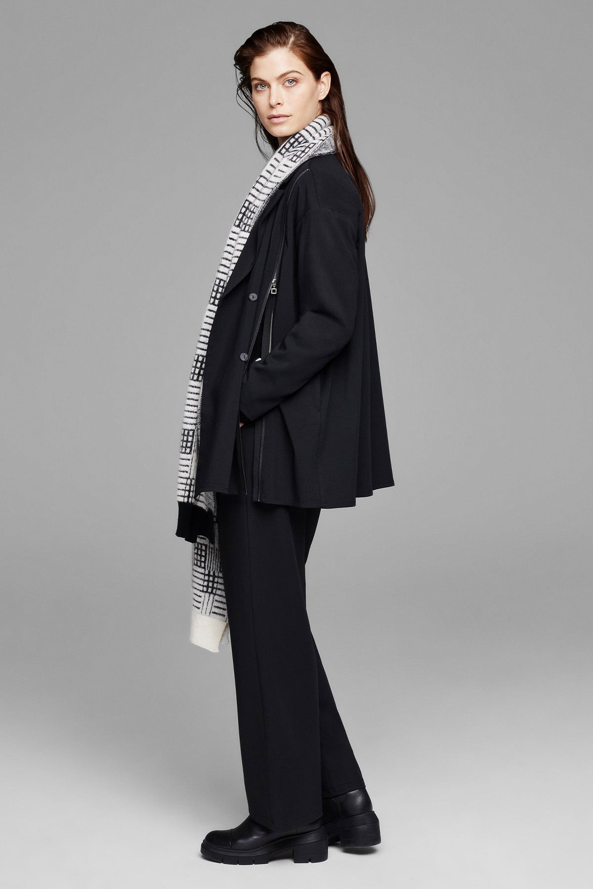 Sarah Pacini Fermuar Detaylı Kruvaze Yün Ceket-Libas Trendy Fashion Store