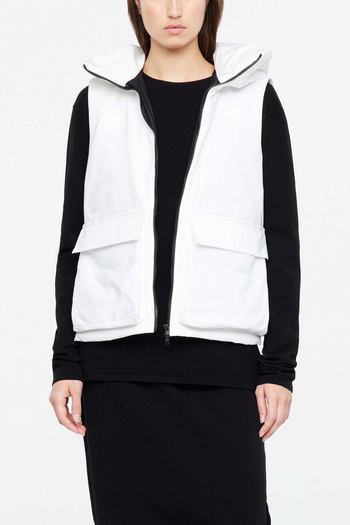 Sarah Pacini Kapüşonlu Kapaklı Cepli Yelek-Libas Trendy Fashion Store