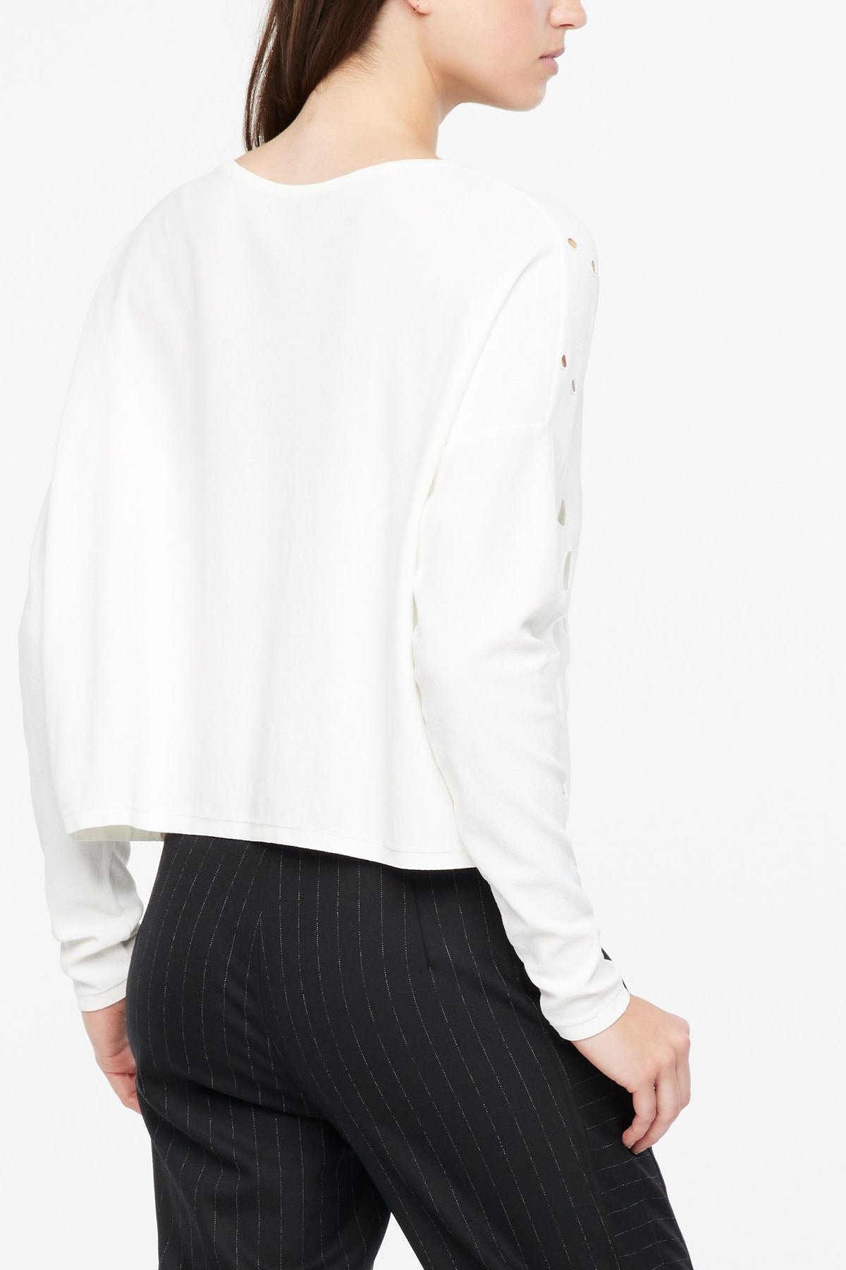 Sarah Pacini Yuvarlak Yaka Yırtık Detaylı Triko-Libas Trendy Fashion Store