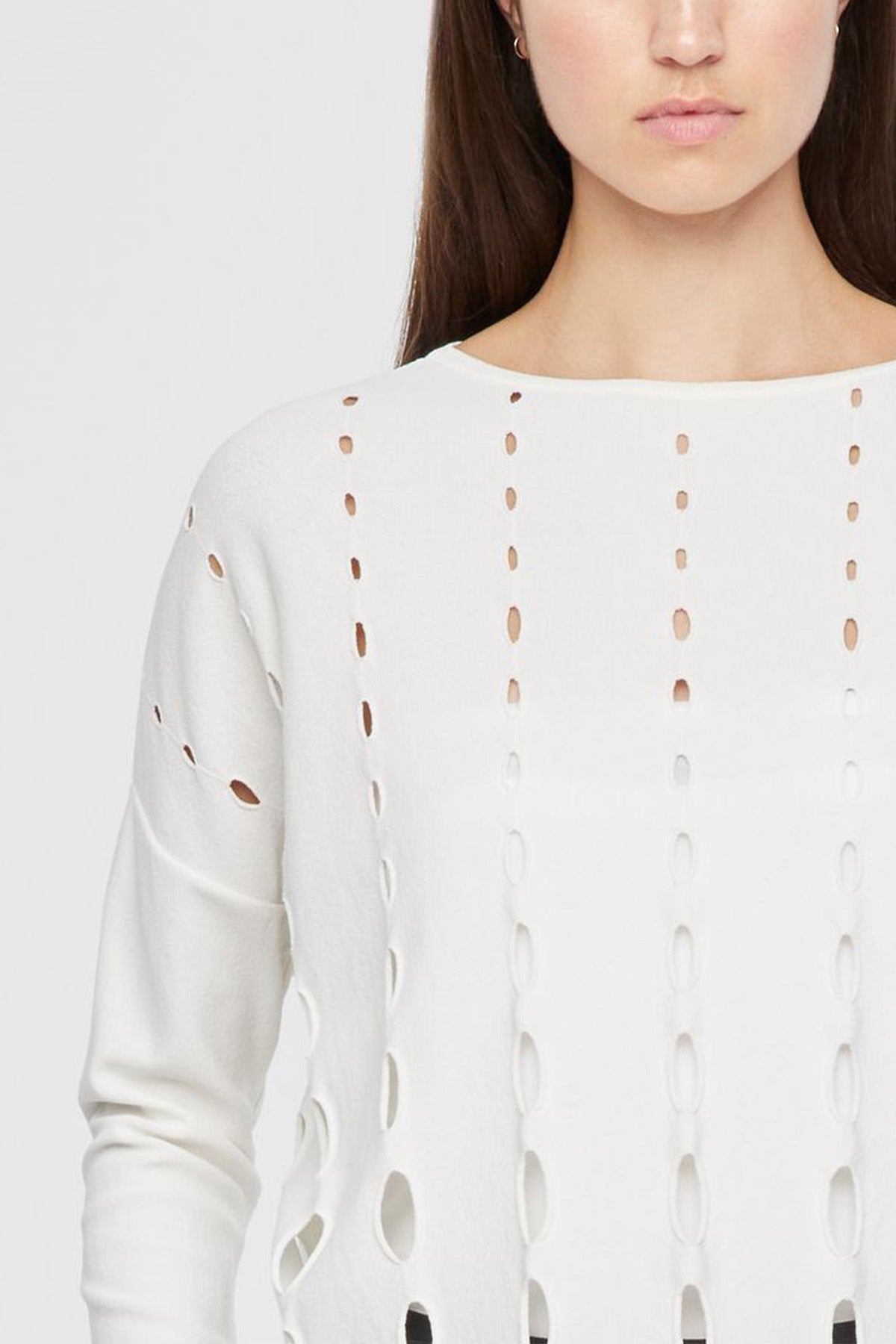 Sarah Pacini Yuvarlak Yaka Yırtık Detaylı Triko-Libas Trendy Fashion Store