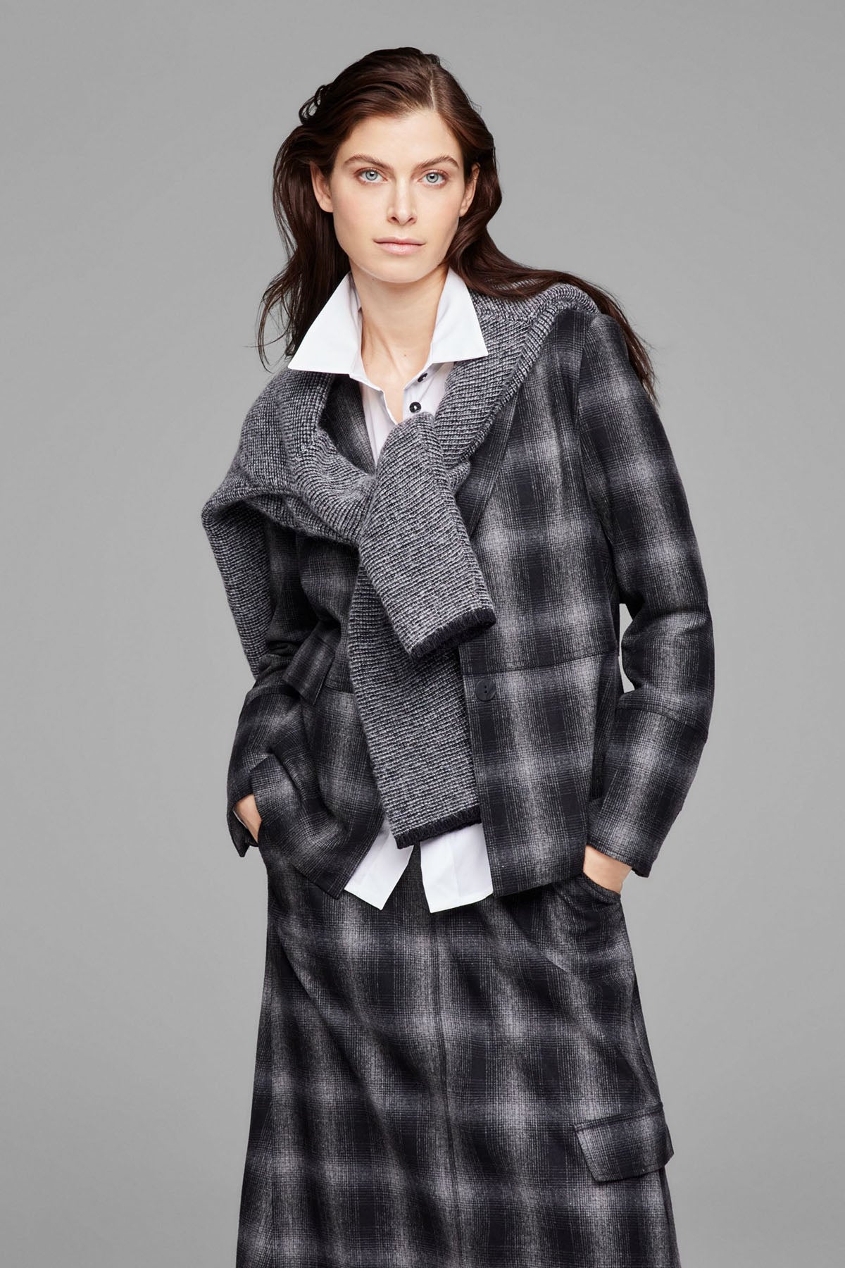 Sarah Pacini Ekoseli Midi Etek-Libas Trendy Fashion Store