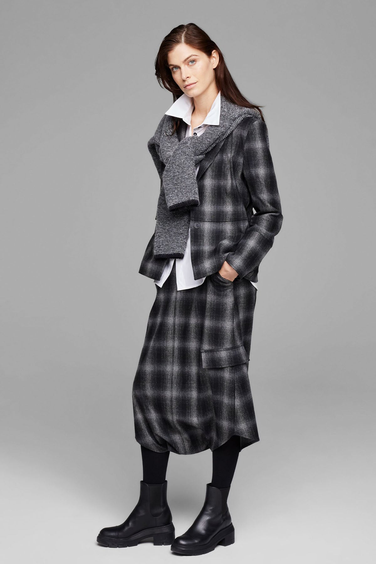 Sarah Pacini Ekoseli Midi Etek-Libas Trendy Fashion Store