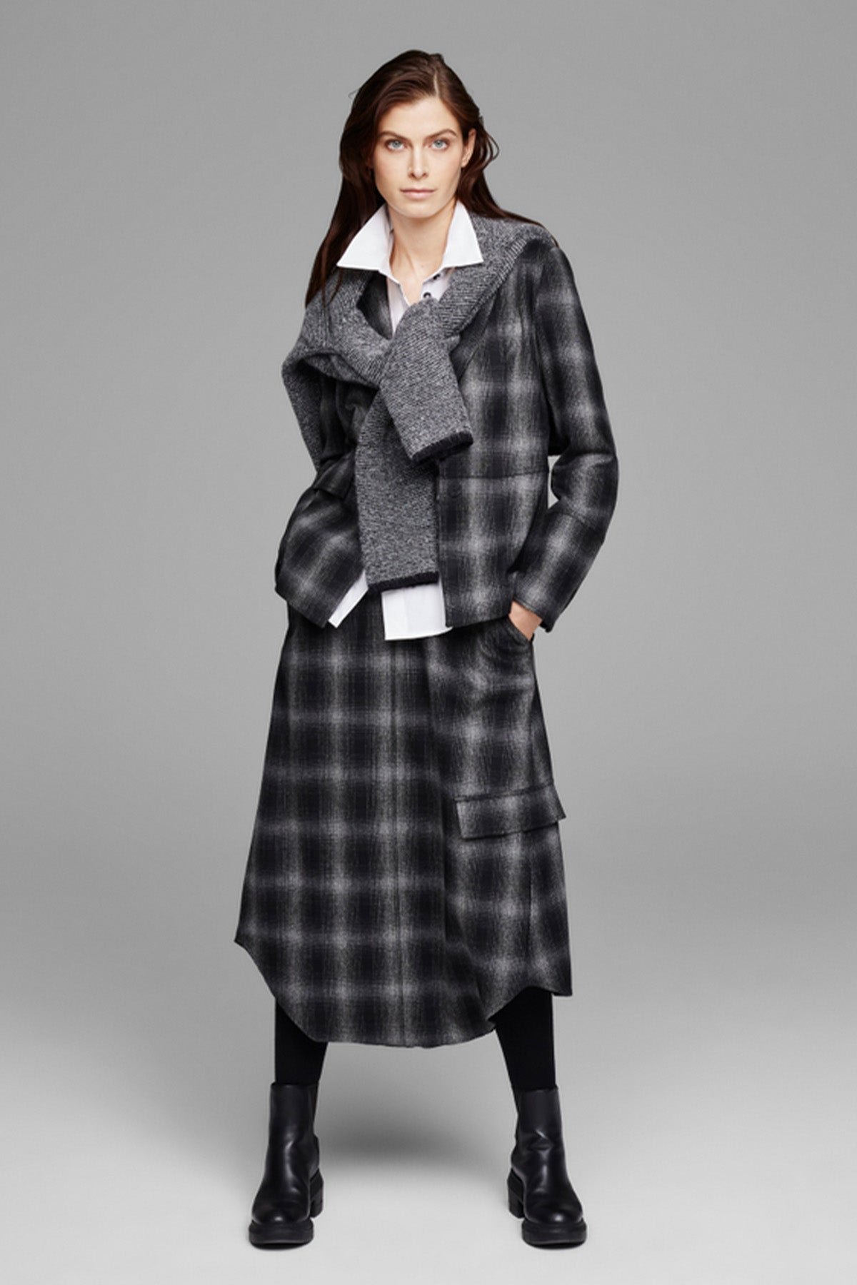 Sarah Pacini Ekoseli Midi Etek-Libas Trendy Fashion Store