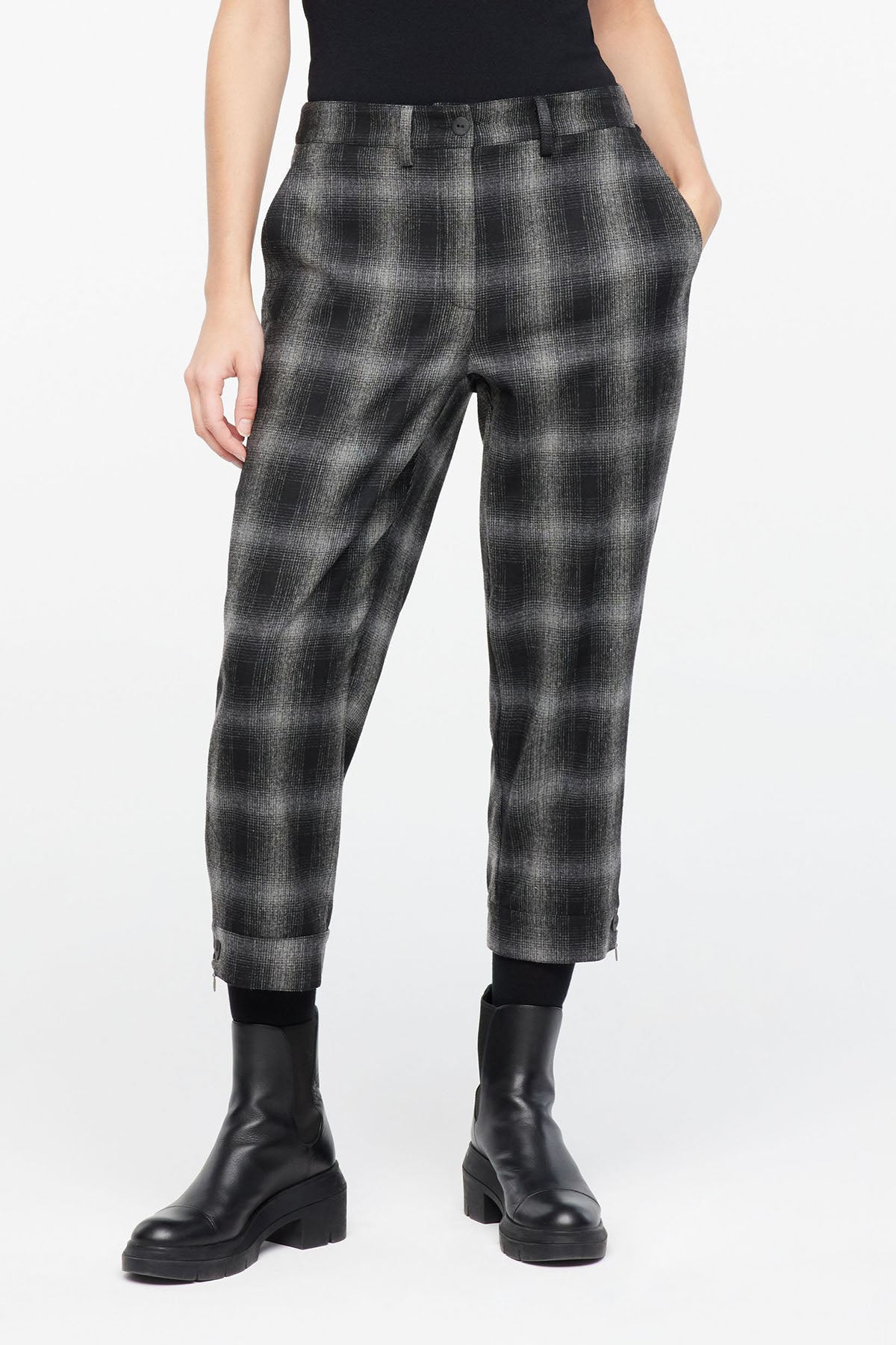 Sarah Pacini Ekoseli Crop Pantolon-Libas Trendy Fashion Store