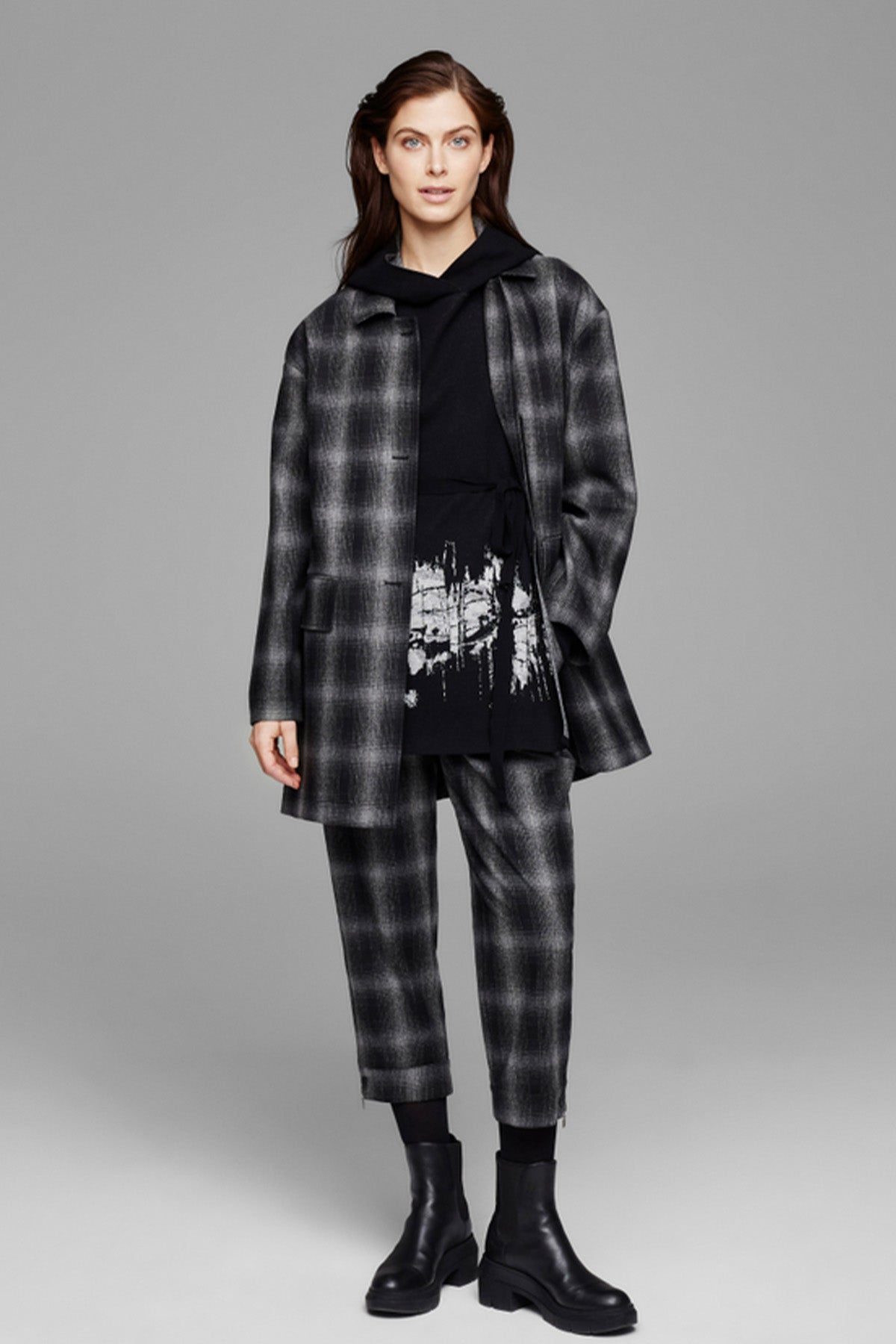 Sarah Pacini Ekoseli Crop Pantolon-Libas Trendy Fashion Store
