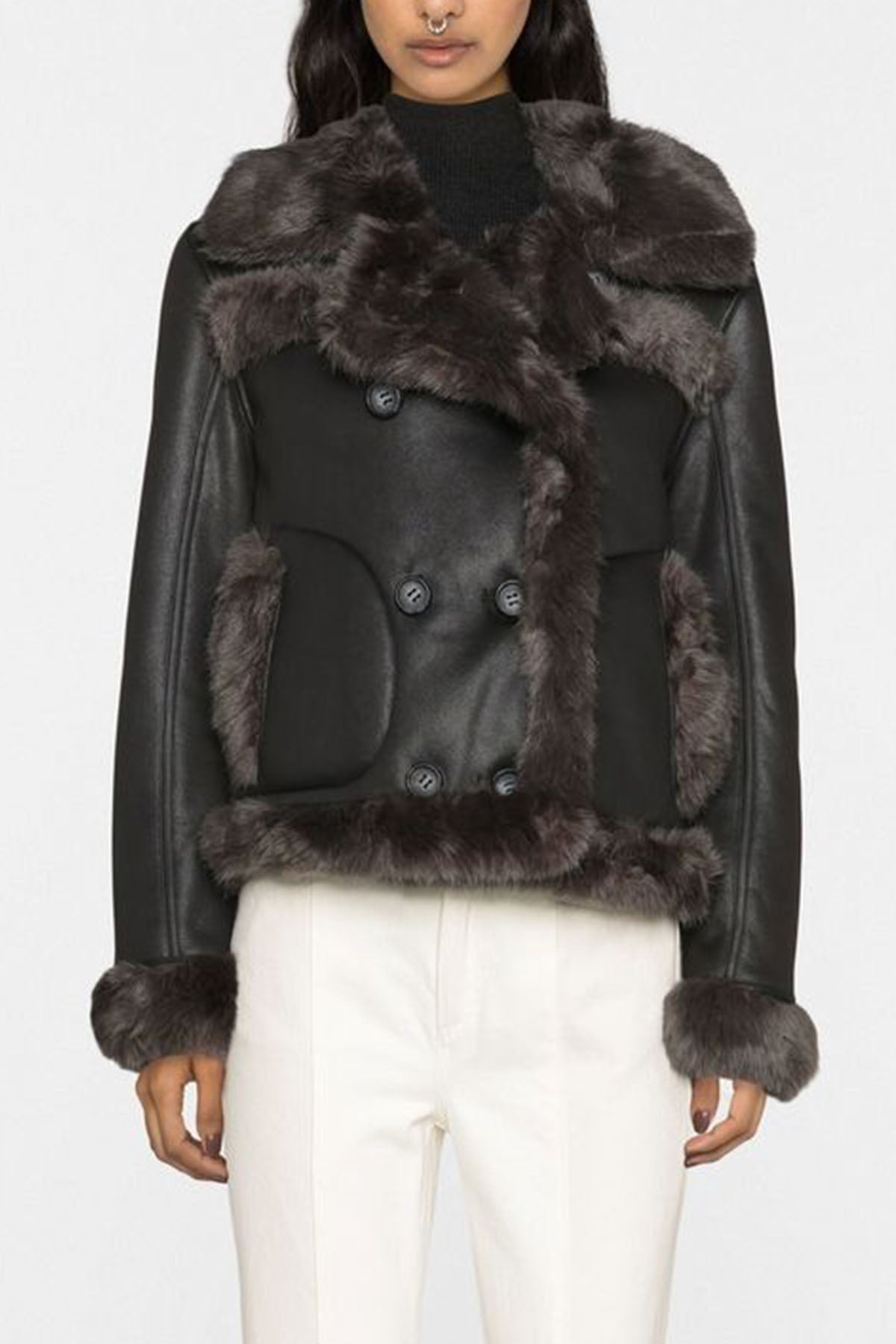 Urbancode Çift Taraflı Eko Kürk Deri Mont-Libas Trendy Fashion Store