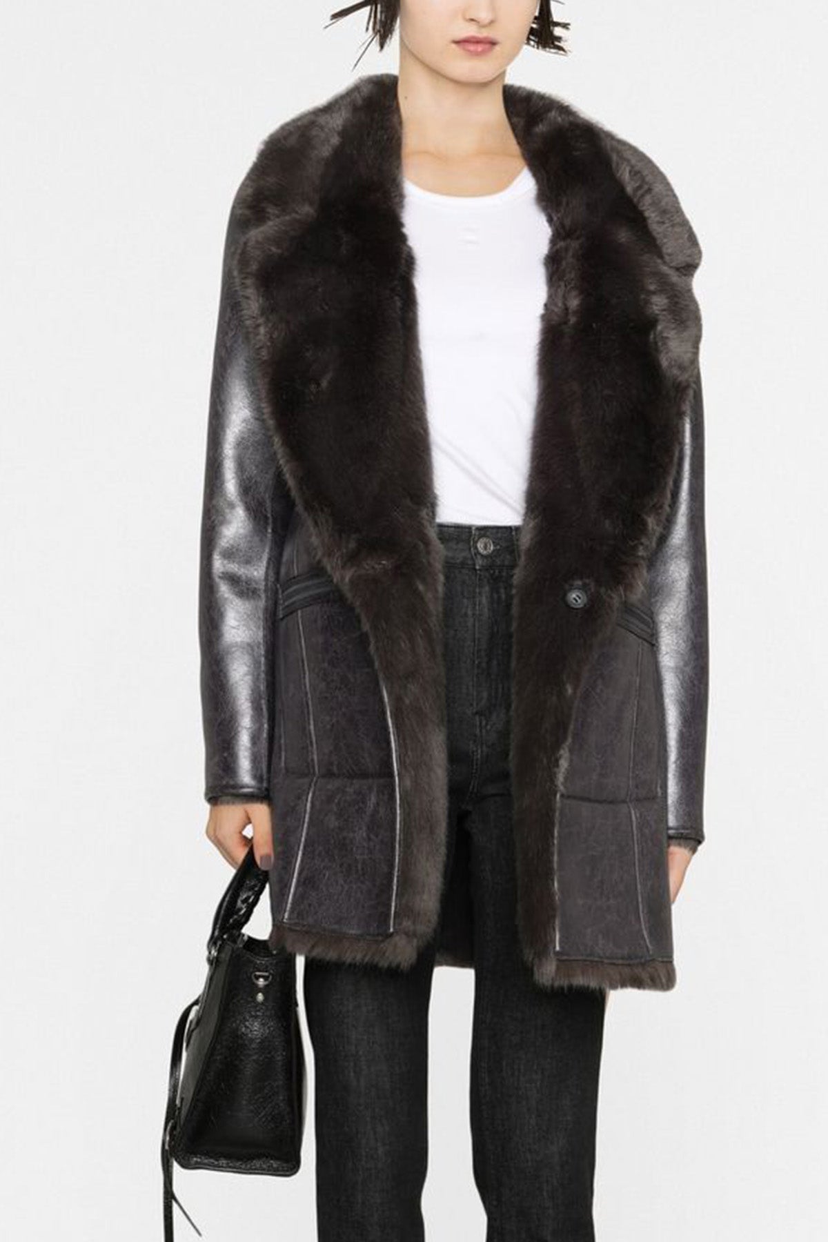 Urbancode Çift Taraflı Eko Kürk Deri Kaban-Libas Trendy Fashion Store