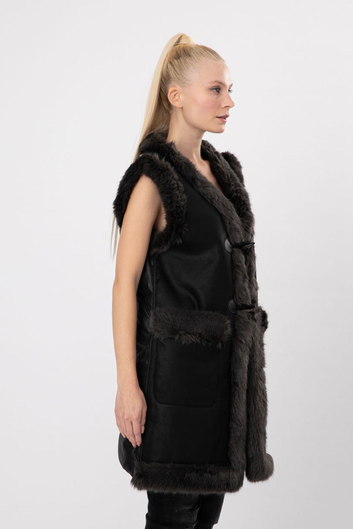 Urbancode Eko Kürk Deri Yelek-Libas Trendy Fashion Store