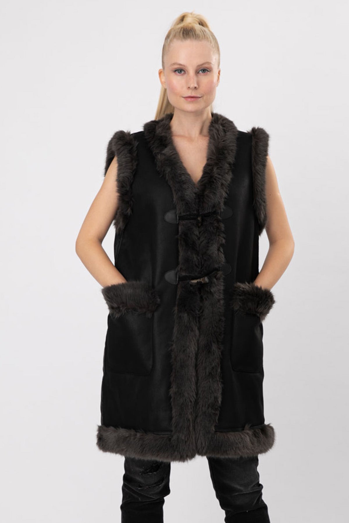 Urbancode Eko Kürk Deri Yelek-Libas Trendy Fashion Store