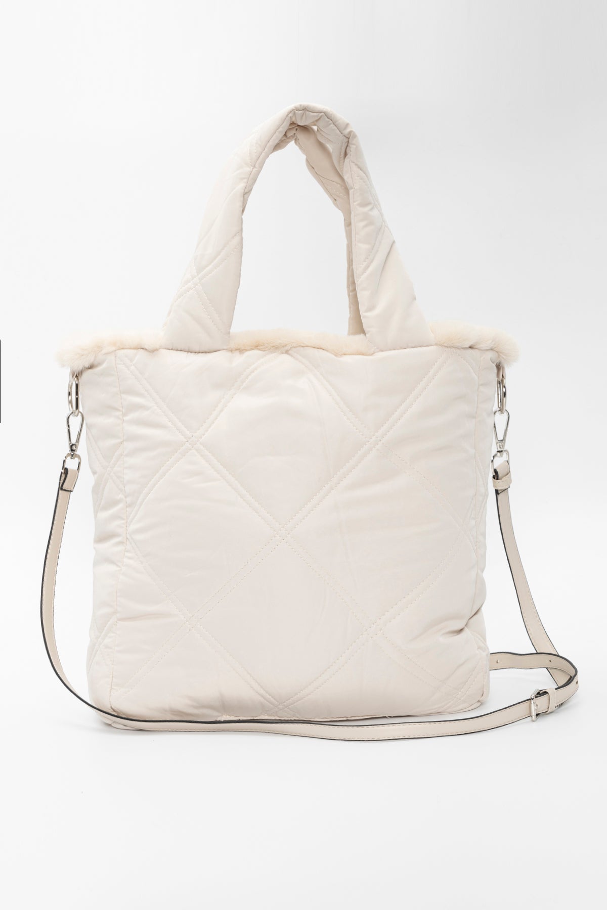 Vegancode İçi Kürklü Kapitone Omuz Çantası-Libas Trendy Fashion Store