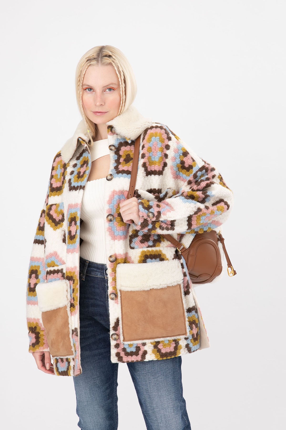 Ava Adore Kürklü Deri Detaylı Kısa Yün Kaban-Libas Trendy Fashion Store