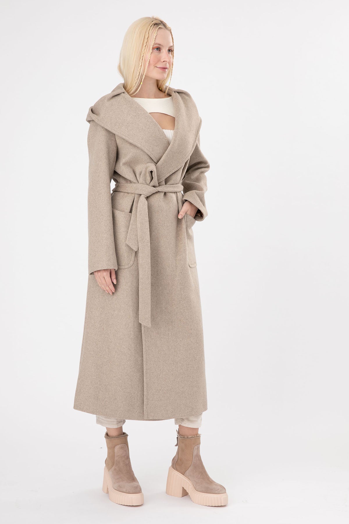 Ava Adore Kapüşonlu Kuşaklı Manto-Libas Trendy Fashion Store