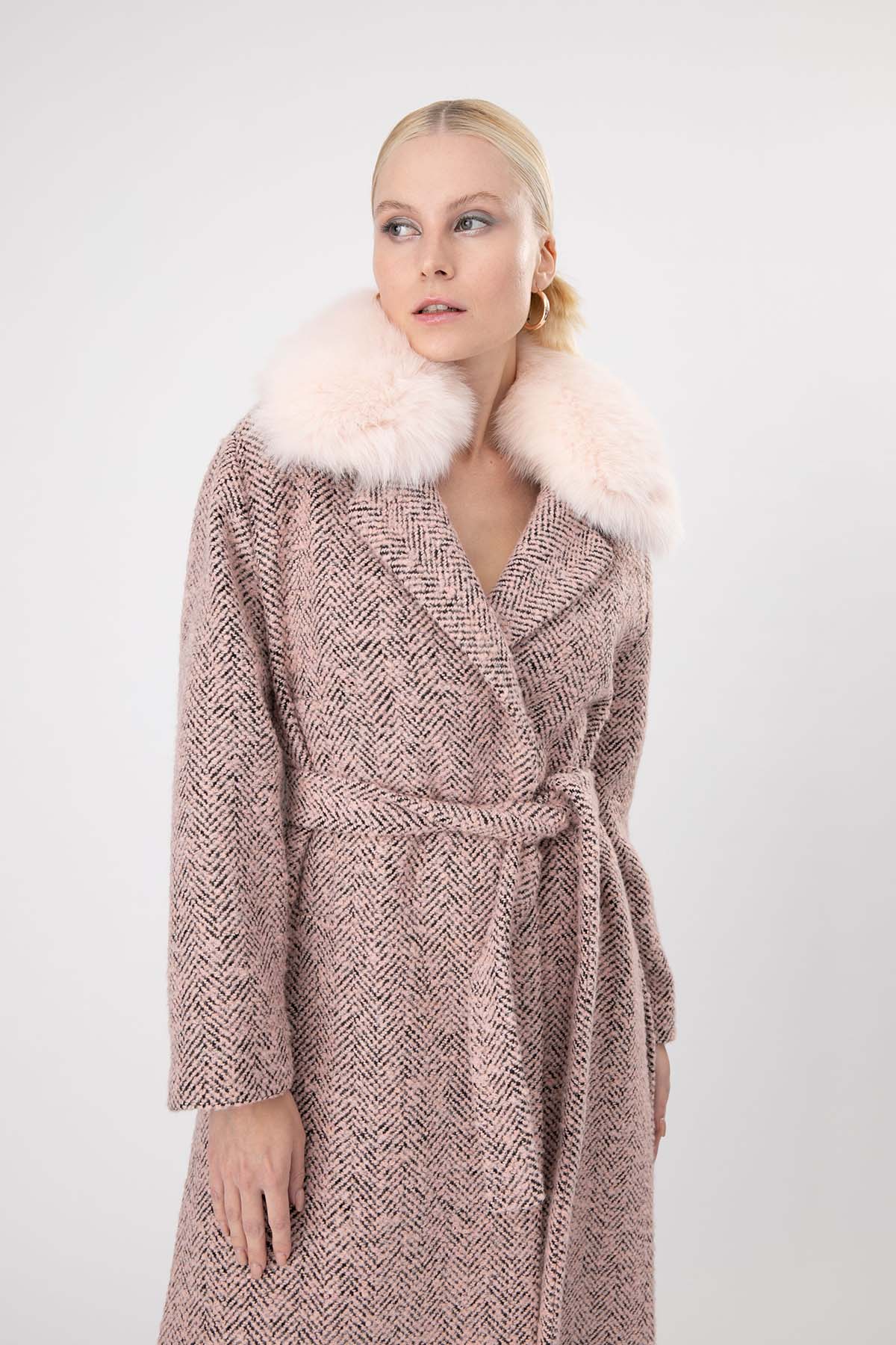 Ava Adore Kruvaze Kürklü Manto-Libas Trendy Fashion Store