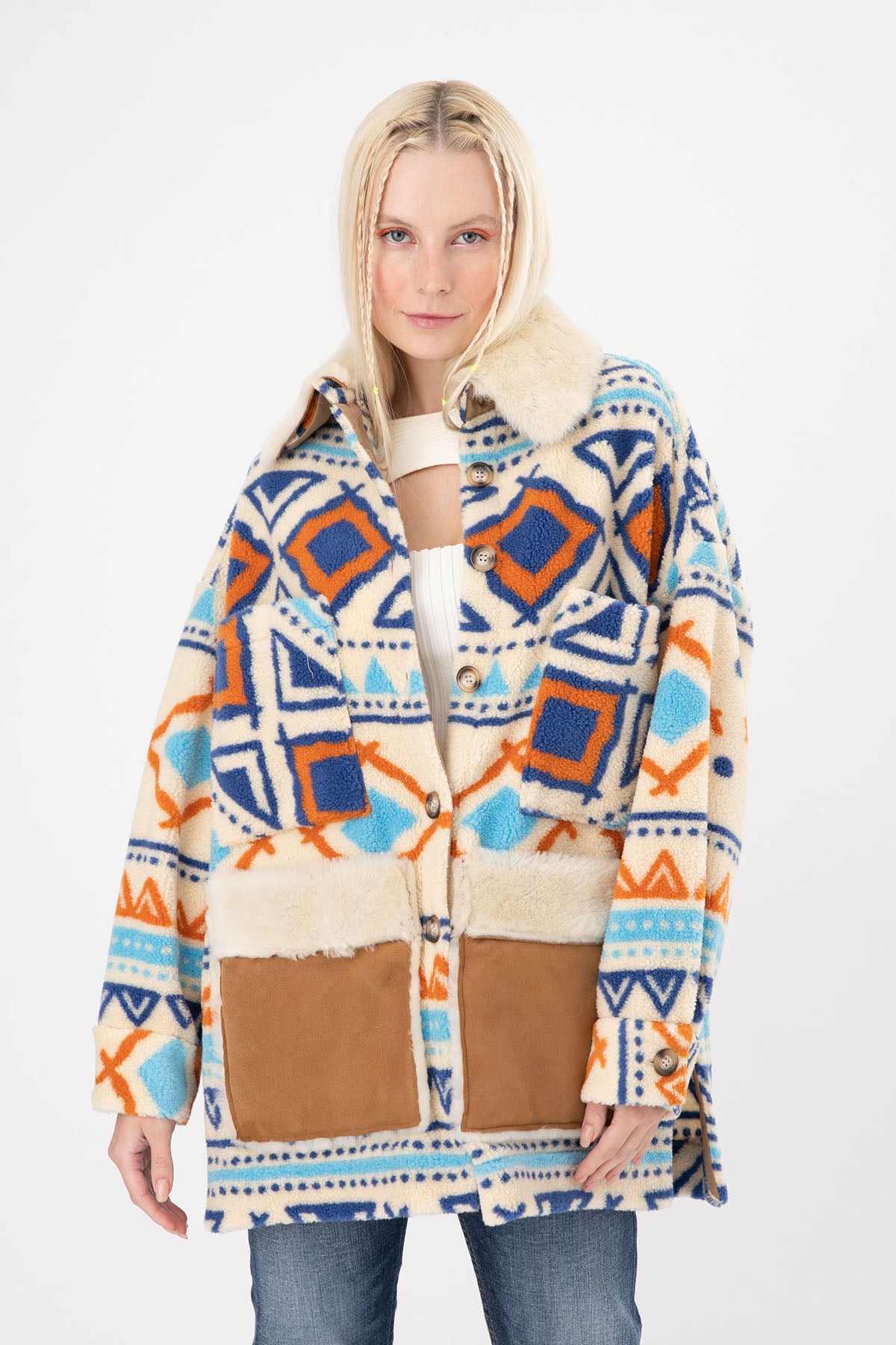 Ava Adore Kürklü Deri Detaylı Kısa Polar Kaban-Libas Trendy Fashion Store