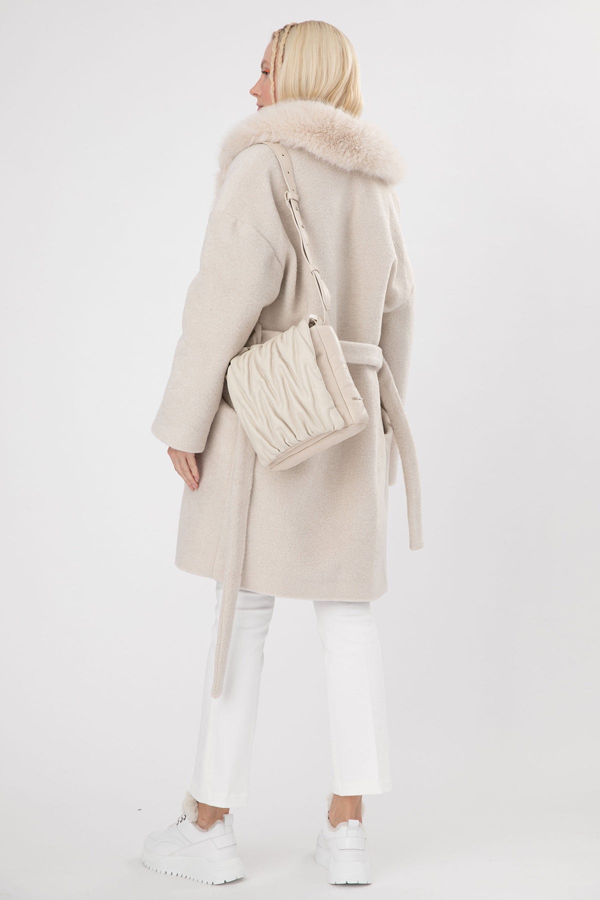 Ava Adore Kürklü Kuşaklı Manto-Libas Trendy Fashion Store