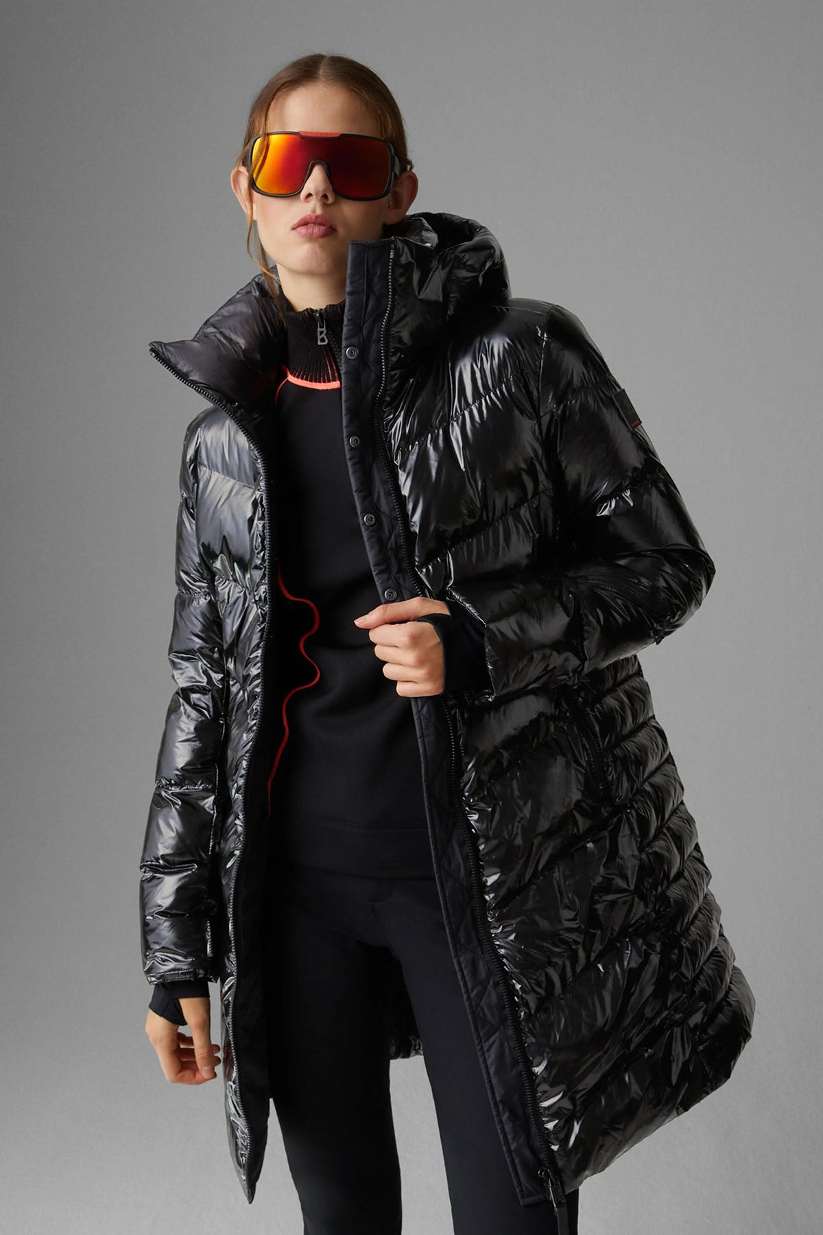 Bogner Aenny Kapüşonlu Parlak Uzun Puffer Mont-Libas Trendy Fashion Store