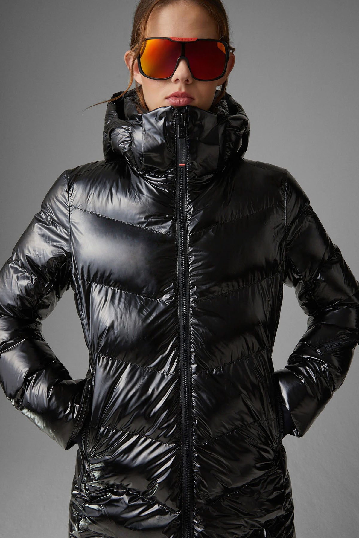 Bogner Aenny Kapüşonlu Parlak Uzun Puffer Mont-Libas Trendy Fashion Store