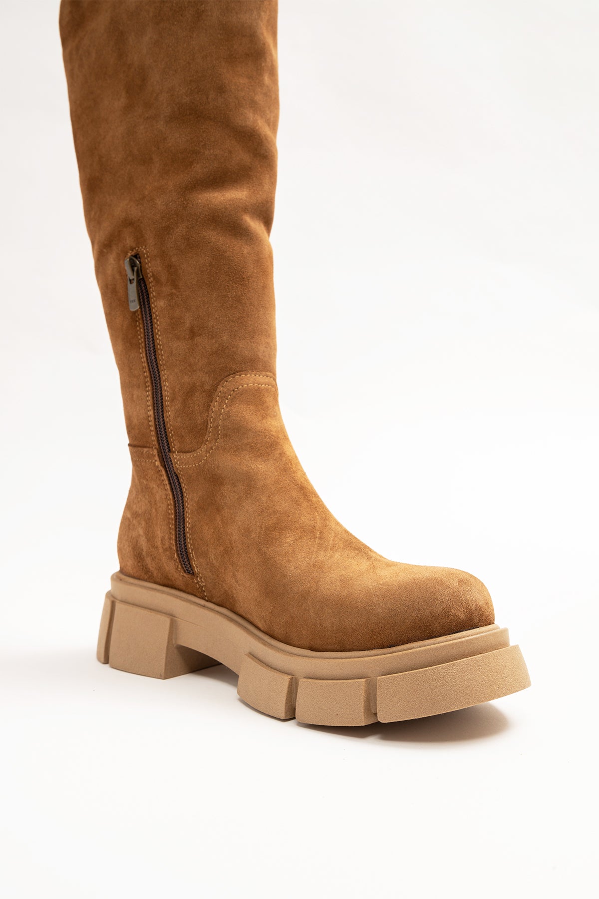 Albano Yarım Fermuarlı Süet Çizme-Libas Trendy Fashion Store