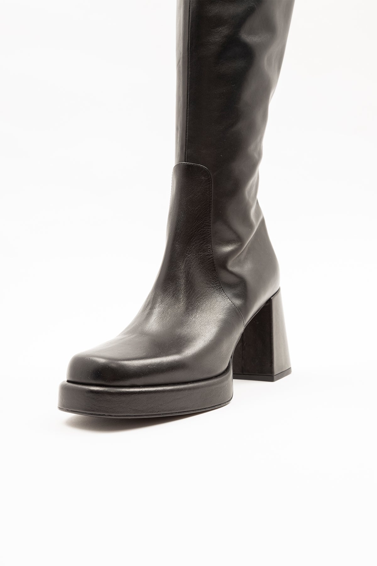 Albano Kalın Topuk Ve Platformlu Deri Çizme-Libas Trendy Fashion Store