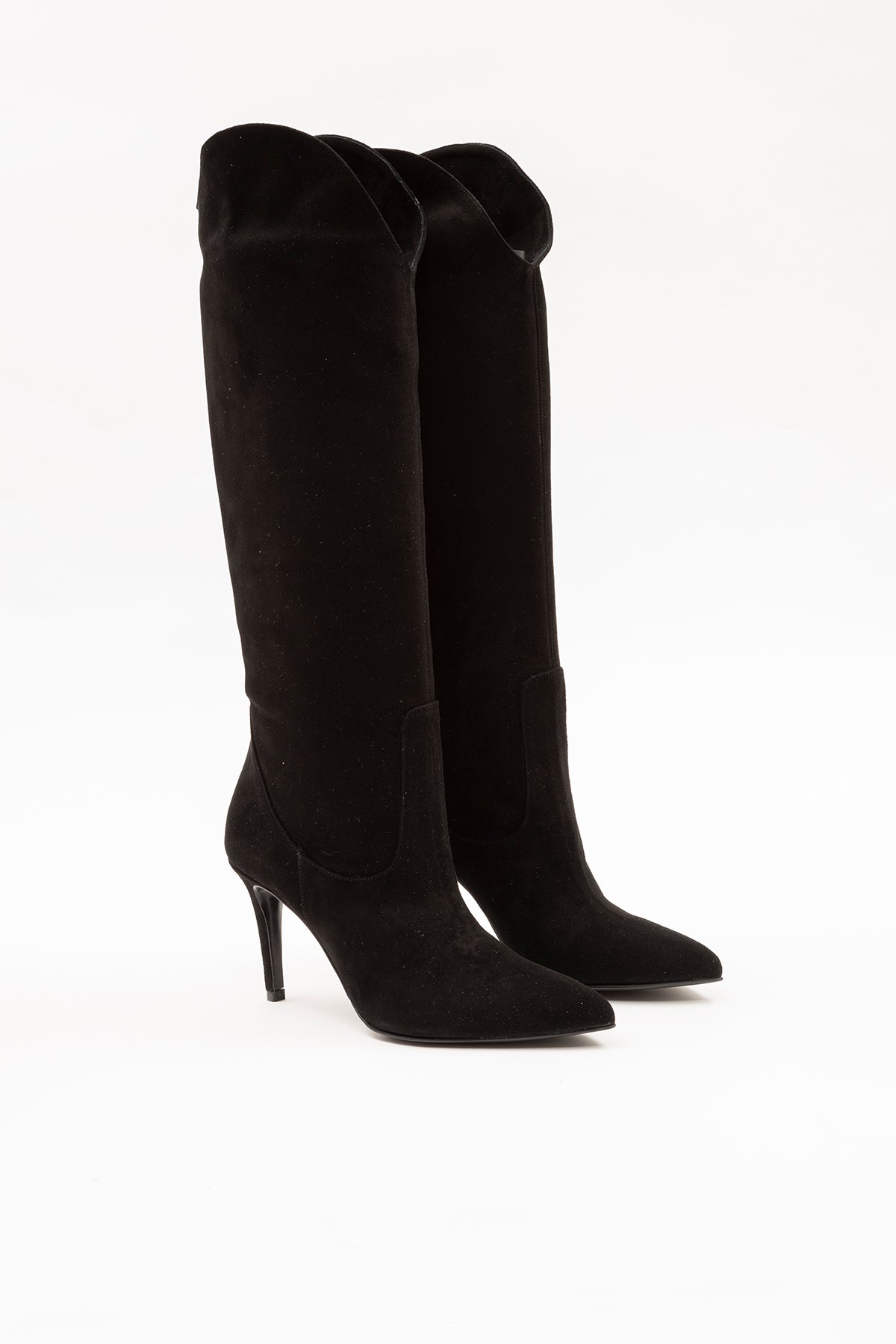 Albano İnce Topuklu Sivri Burun Süet Çizme-Libas Trendy Fashion Store