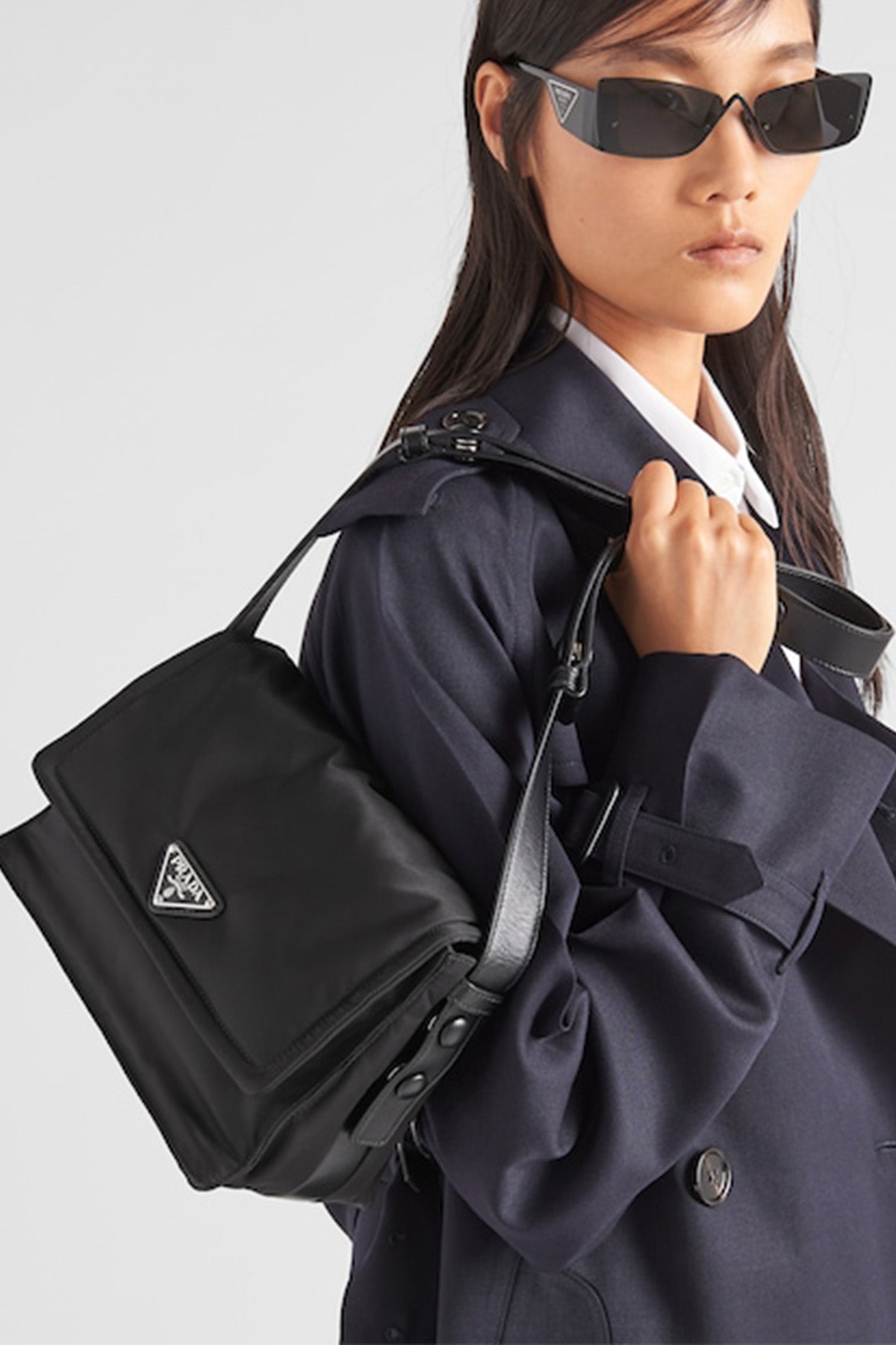 Prada Logolu Re-Nylon Omuz Çantası-Libas Trendy Fashion Store