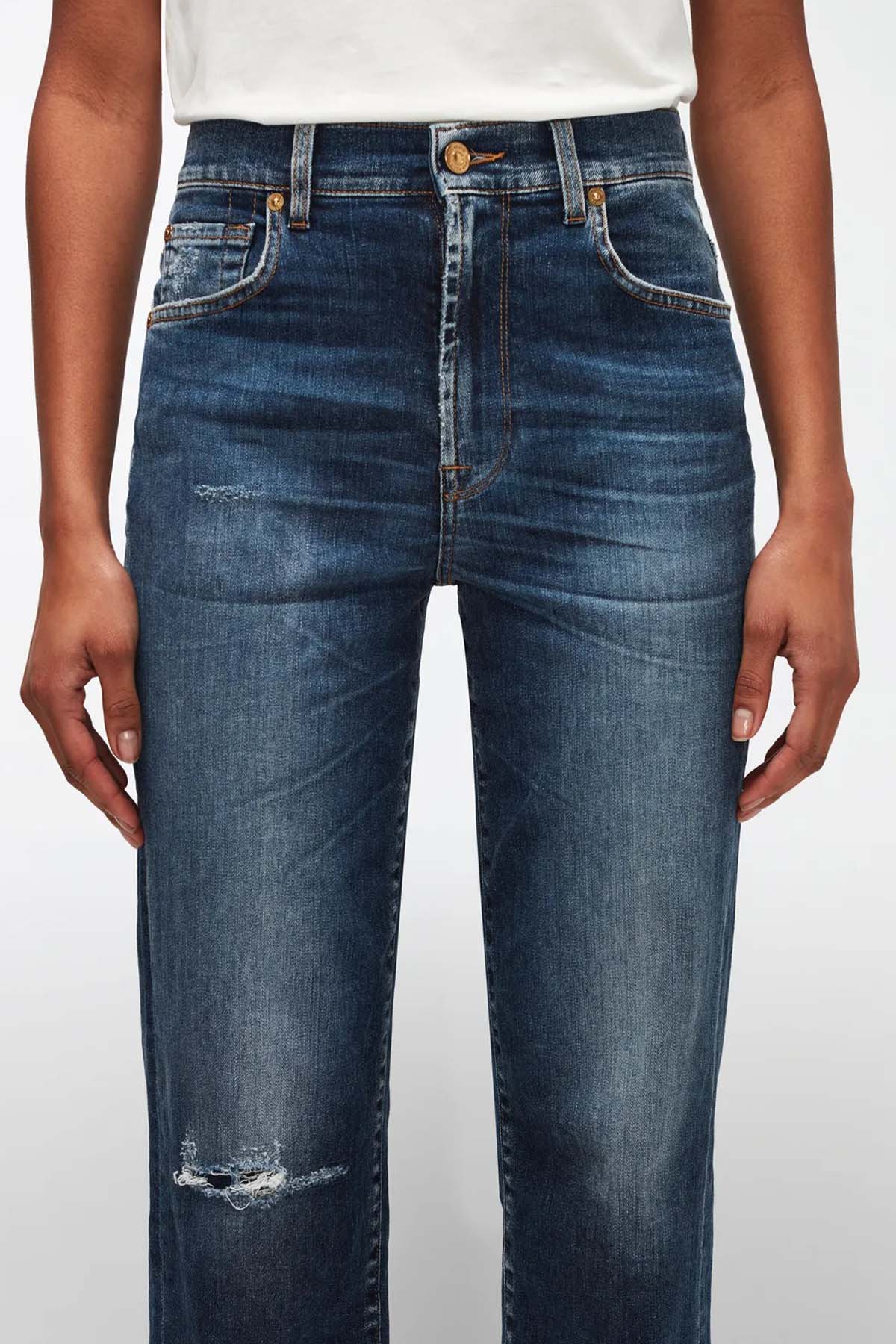 7 For All Mankind Modern Straight Fit Crop Paça Jeans-Libas Trendy Fashion Store